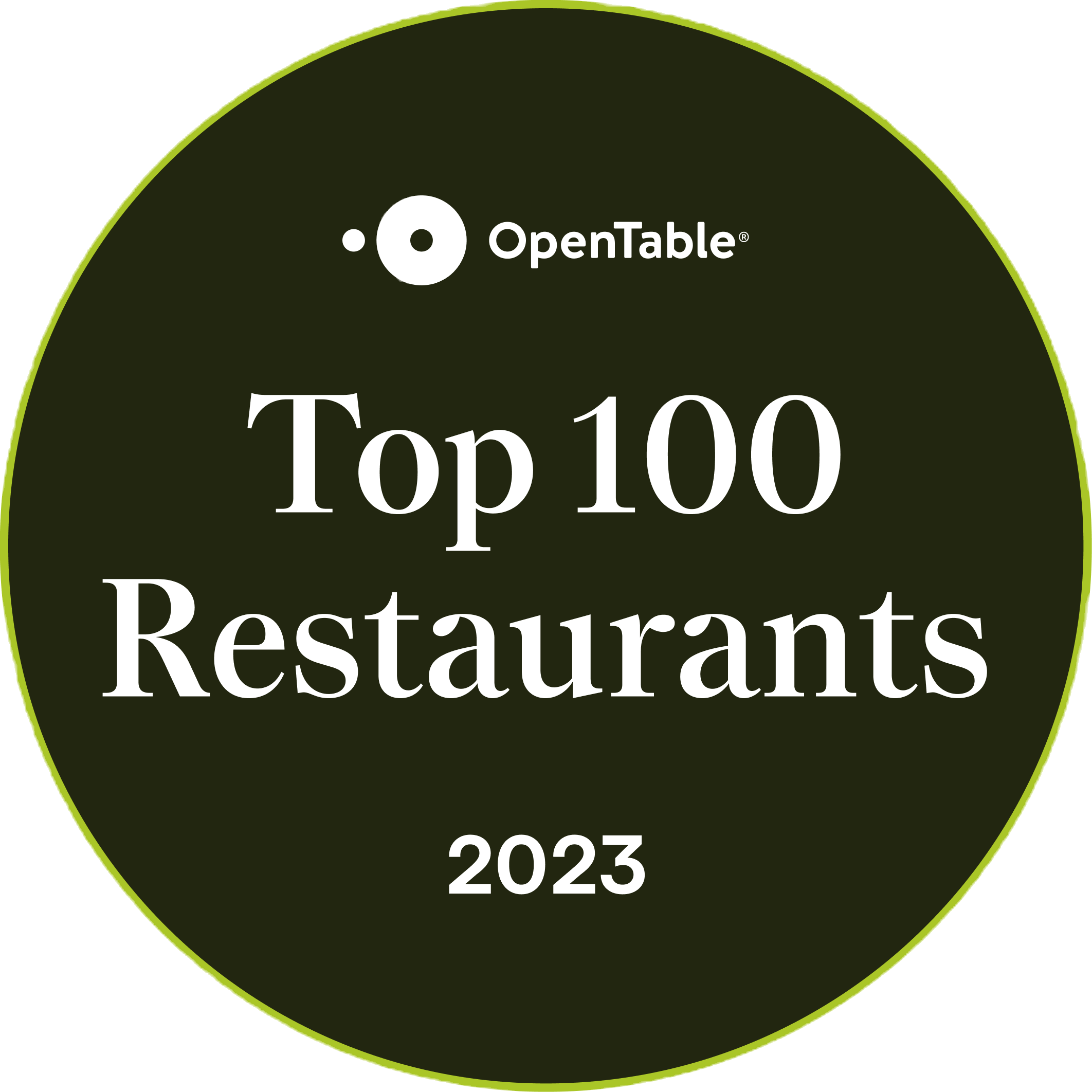 OpenTable Top 100 Restaurants 2023 badge